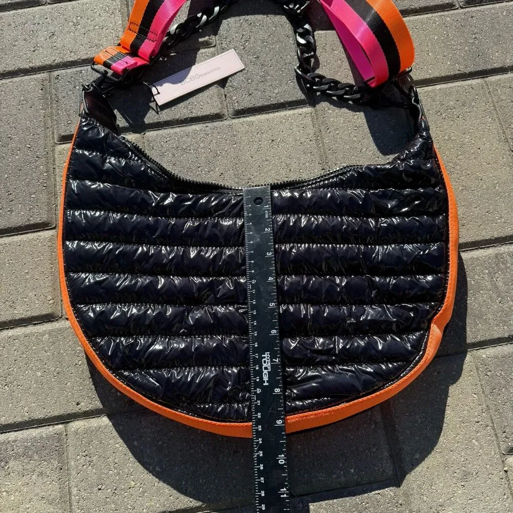 BCBGeneration Handbag Purse Shoulder Crossbody Black Puffer 2-in-1 Hobo‎ NWT $98